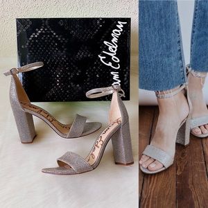 ✨SAM EDELMAN Yaro Metallic Mesh Heel Sandals